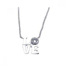 Load image into Gallery viewer, Sterling Silver Necklace with Fancy Love Inlaid with Clear Czs Pendant