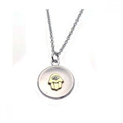 Sterling Silver Rhodium Plated Clear CZ Hamsa Coin Pendant Necklace