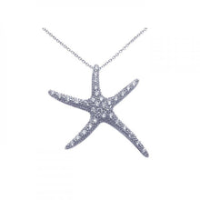 Load image into Gallery viewer, Sterling Silver Necklace with Fancy Starfish Covered with Micro Paved Clear Czs Pendant