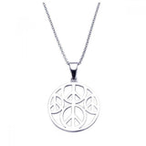 Sterling Silver Necklace with Plain Open Peace Sign Pendant