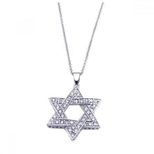 Load image into Gallery viewer, Sterling Silver Rhodium Plated Clear CZ Star Pendant Necklace