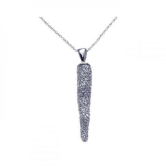 Sterling Silver Necklace with Stylish Horn Pendant Inlaid with Micro Paved Clear Czs
