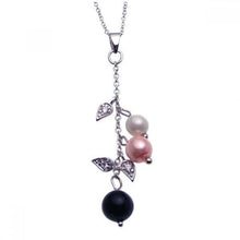 Load image into Gallery viewer, Sterling Silve Necklace with Fancy Cz Leaf and Pearls Dangling Pendant