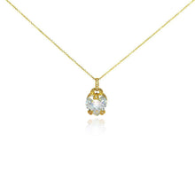 Load image into Gallery viewer, Sterling Silver Gold Plated Necklace with Fancy Solitaire Heart Cut Clear Cz Pendant