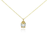 Sterling Silver Gold Plated Necklace with Fancy Solitaire Heart Cut Clear Cz Pendant