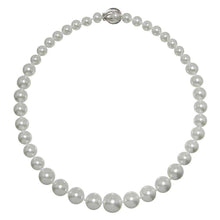 Load image into Gallery viewer, Sterling Silver Elegant White Pearl Necklace with Silver Cage Pendant