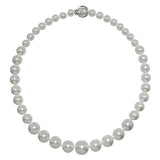 Sterling Silver Elegant White Pearl Necklace with Silver Cage Pendant