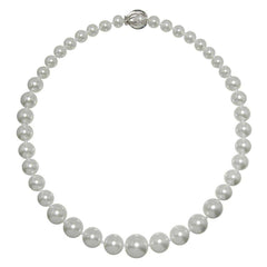 Sterling Silver Elegant White Pearl Necklace with Silver Cage Pendant