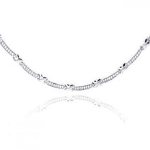 Load image into Gallery viewer, Sterling Silver Fancy Clear Cz Necklace with  X  Link Design