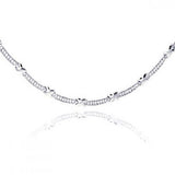 Sterling Silver Fancy Clear Cz Necklace with  X  Link Design