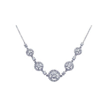 Load image into Gallery viewer, Sterling Silver Necklace with Elegant Graduated Round Clear Cz with Paved Halo Setting Pendant