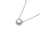 Sterling Silver Necklace with Modish Solitaire Round Cz Cluster Pendant