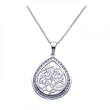 Load image into Gallery viewer, Sterling Silver Rhodium Plated Clear CZ Tear Pendant Necklace