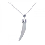 Sterling Silver Necklace with Modish White Horn Pendant
