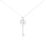 Sterling Silver Necklace with Lucky Clover Key Pendant