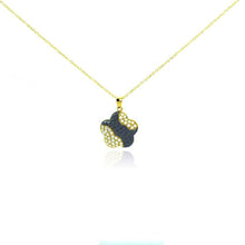 Load image into Gallery viewer, Sterling Silver Gold Plated Necklace with Two-Toned Small Flower Inlaid with Clear Czs Pendant