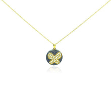 Load image into Gallery viewer, Sterling Silver Gold Plated Necklace with Small Round Pendant Inlaid with Clear Czs Butterfly Design