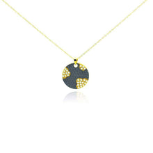 Load image into Gallery viewer, Sterling Silver Gold Plated Necklace with Two-Toned Fancy Disc Inlaid with Clear Czs Pendant