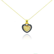 Load image into Gallery viewer, Sterling Silver Gold Plated Necklace with Fancy Two-Toned Heart Inlaid with Micro Paved Czs Pendant