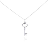 Sterling Silver Necklace with Plain Oval Key Pendant