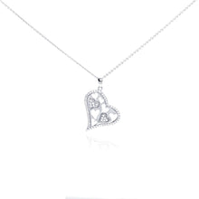 Load image into Gallery viewer, Sterling Silver Necklace with Stylish Heart Flower Vine Design Inlaid with Clear Czs Pendant