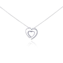 Load image into Gallery viewer, Sterling Silver Rhodium Plated Clear Diamond Heart Pendant Necklace