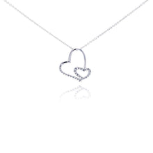 Load image into Gallery viewer, Sterling Silver Rhodium Plated Clear Diamond Heart Pendant Necklace