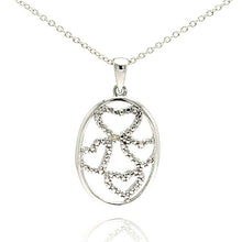 Load image into Gallery viewer, Sterling Silver Oval Pendent with Four Hearts and Diamond Accent Necklace
