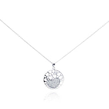 Load image into Gallery viewer, Sterling Silver Necklace with Fancy Disc Multi Heart Design Inlaid with Clear Czs Pendant