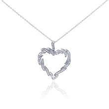 Load image into Gallery viewer, Sterling Silver Necklace with Classy Open Heart Inlaid with Clear Czs Pendant