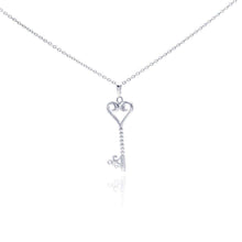 Load image into Gallery viewer, Sterling Silver Necklace with Filigree Twisted Heart Key Pendant