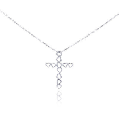 Sterling Silver Rhodium Plated Clear CZ Cross Pendant Necklace