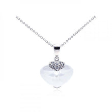 Load image into Gallery viewer, Sterling Silver Necklace with Heart Cut White Stone Star of David Design Inlaid with Clear Czs Pendant