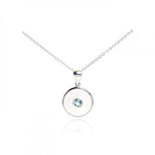 Load image into Gallery viewer, Sterling Silver Necklace with High Polished Evil Eye Inlaid with Single Blue Topaz Cz Pendant