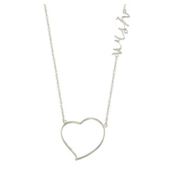 Sterling Silver Rhodium Plated Heart  Wish  Necklace