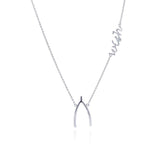 Sterling Silver Necklace with Word  Wish  and Wishbone PendantAnd Chain Length of 16  with 2  ExtensionAnd Pendant Dimensions: Wishbone: 21.7MMx11.5MM Wish: 26.6MMx7.7MM