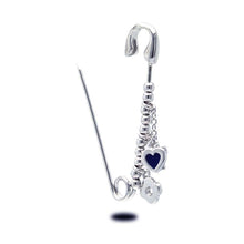 Load image into Gallery viewer, Sterling Silver Rhodium Plated Beads and Heart Pin Pendant