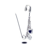 Sterling Silver Rhodium Plated Beads and Heart Pin Pendant