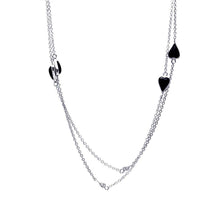 Load image into Gallery viewer, Sterling Silver Fashion Double Strand Necklace with Multi Black Onyx Heart Connector