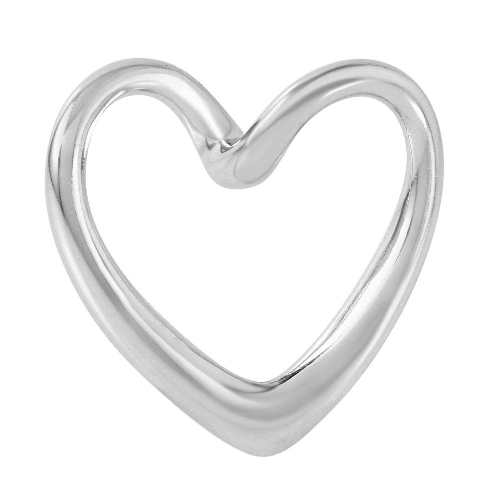 Sterling Silver Curved Open Heart Pendant Necklace