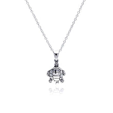 Load image into Gallery viewer, Sterling Silver Necklace with Modish High Polished Small Turtle Pendant