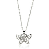 Sterling Silver Necklace with Fancy Butterfly with Word  Hope  Design Inlaid with Single Clear Cz PendantAnd Chain Length of 16 -18  AdjustableAnd Pendant Dimensions: 12MMx19MM