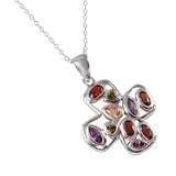 Sterling Silver Multi Color CZ Cross Necklace