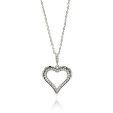 Load image into Gallery viewer, Sterling Silver Necklace with Trendy Open Heart Inlaid with Clear Czs PendantAnd Chain Length of 16 -18  AdjustableAnd Pendant Dimensions: 18MMx18MM