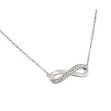 Sterling Silver Necklace with Stylish Infinity Inlaid with Clear Czs PendantAnd Chain Length of 16 -18  AdjustableAnd Pendant Dimensions: 24.2MMx7.7MM