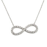 Sterling Silver Necklace with Modish Paved Czs Infinity PendantAnd Chain Length of 16 -18  AdjustableAnd Pendant Dimensions: 22.6MMx10.7MM