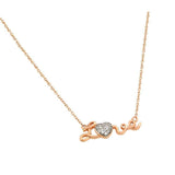 Sterling Silver Rose Gold Plated Necklace with Fancy Word  Love  Inlaid with Clear Czs PendantAnd Chain Length of 16 -18  AdjustableAnd Pendant Dimensions: 25.5MMx9.1MM