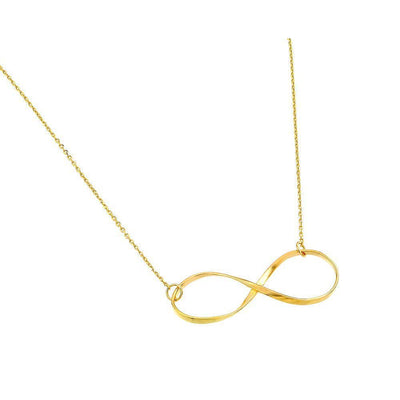 Sterling Silver Gold Plated Necklace with Flat Infinity PendantAnd Chain Length of 16 -18  AdjustableAnd Pendant Dimensions: 35.2MMx14.1MM
