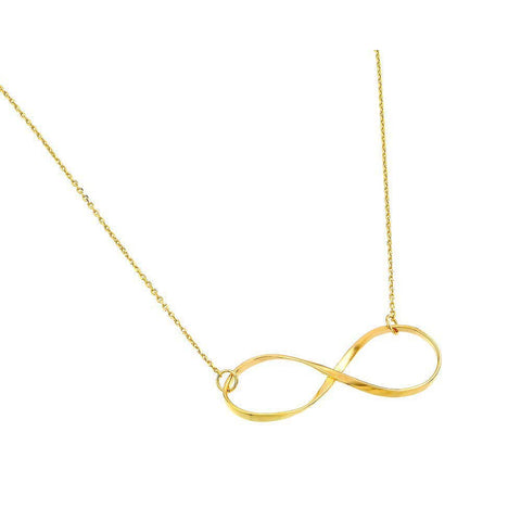 Sterling Silver Gold Plated Necklace with Flat Infinity PendantAnd Chain Length of 16 -18  AdjustableAnd Pendant Dimensions: 35.2MMx14.1MM