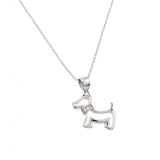 Sterling Silver Necklace with Dog Inlaid with Clear Czs PendantAnd Chain Length of 18  AdjustableAnd Pendant Dimensions: 17.8MMx19MM